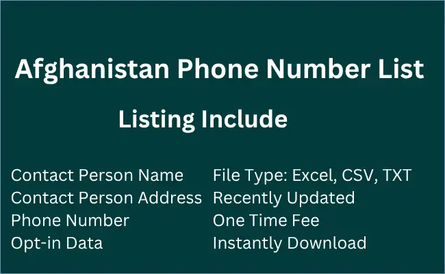 Afghanistan phone number list